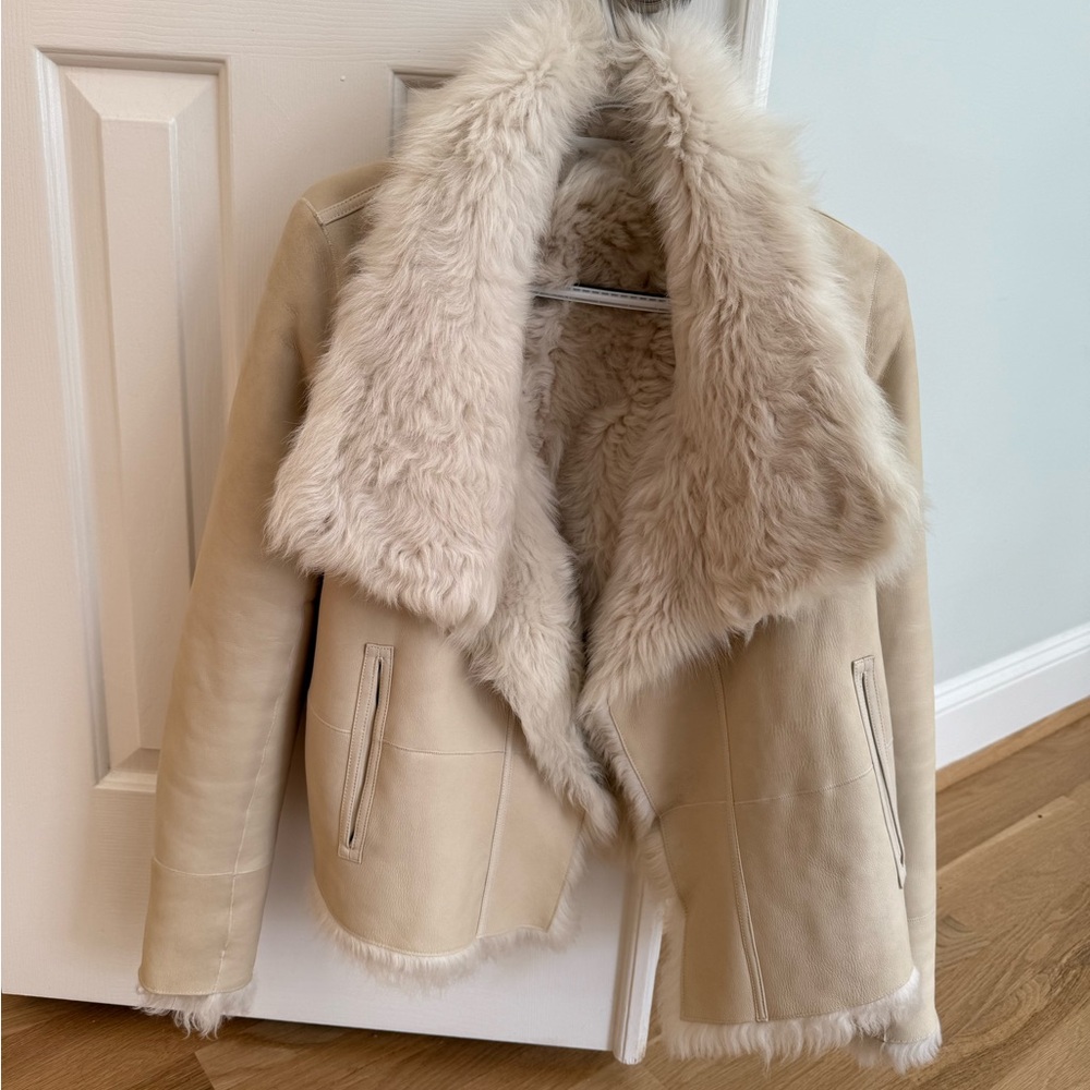 Yves Salomon Women's Cream Shearling Reversible jacket